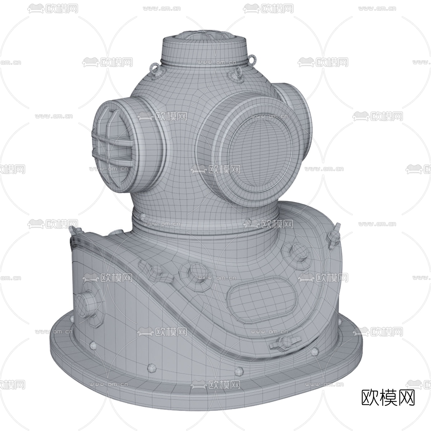工业风潜水员造型时钟摆件3d模型下载（渲染图2）