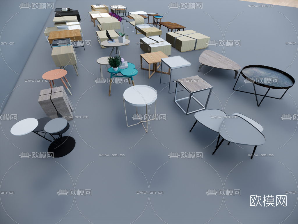 北欧实木茶几边几su模型下载（渲染图3）