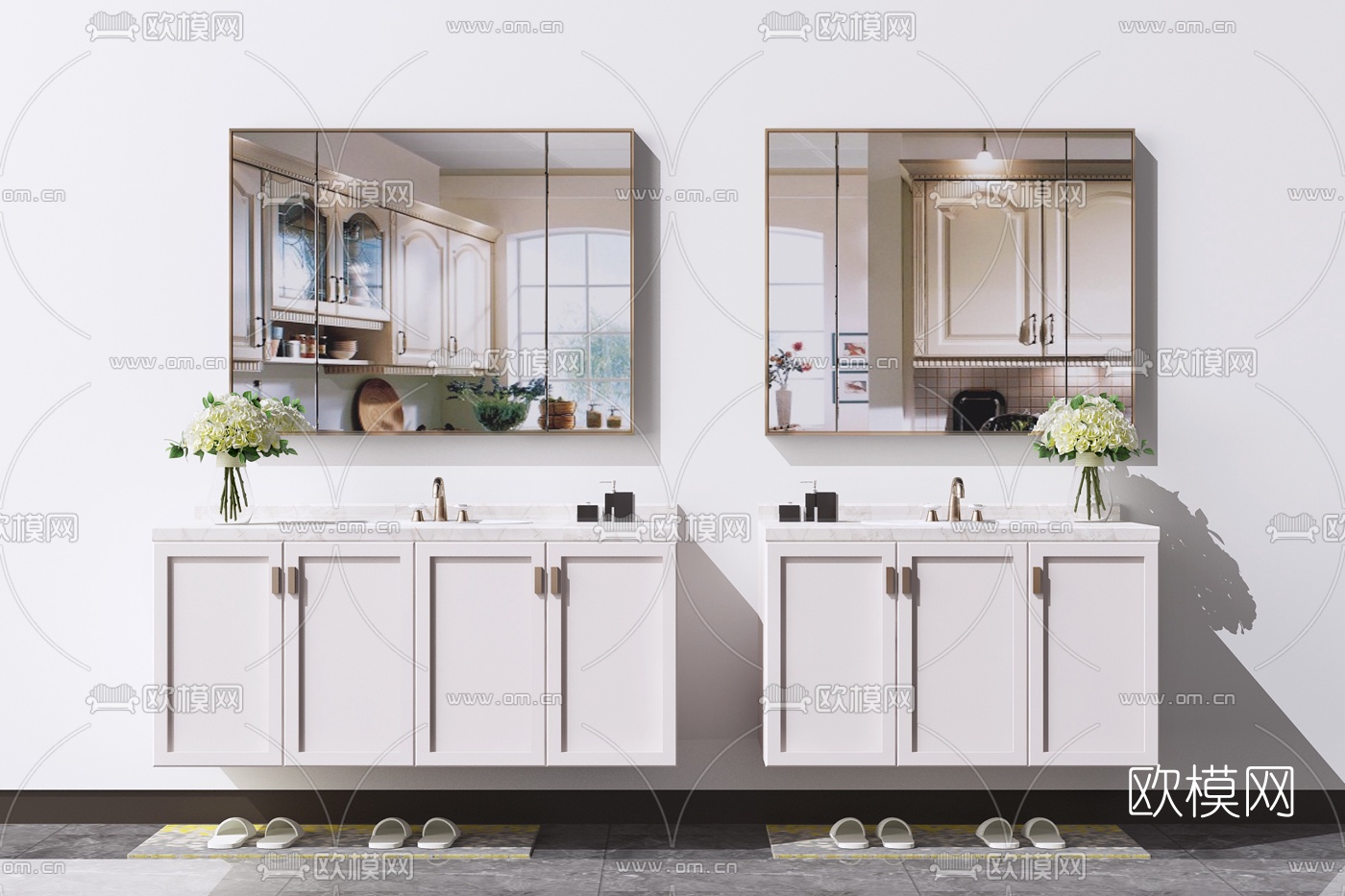 现代实木洗手台组合3d模型下载