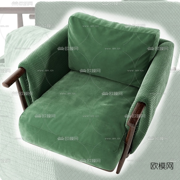 北欧布艺休闲椅3d模型下载(渲染图2)