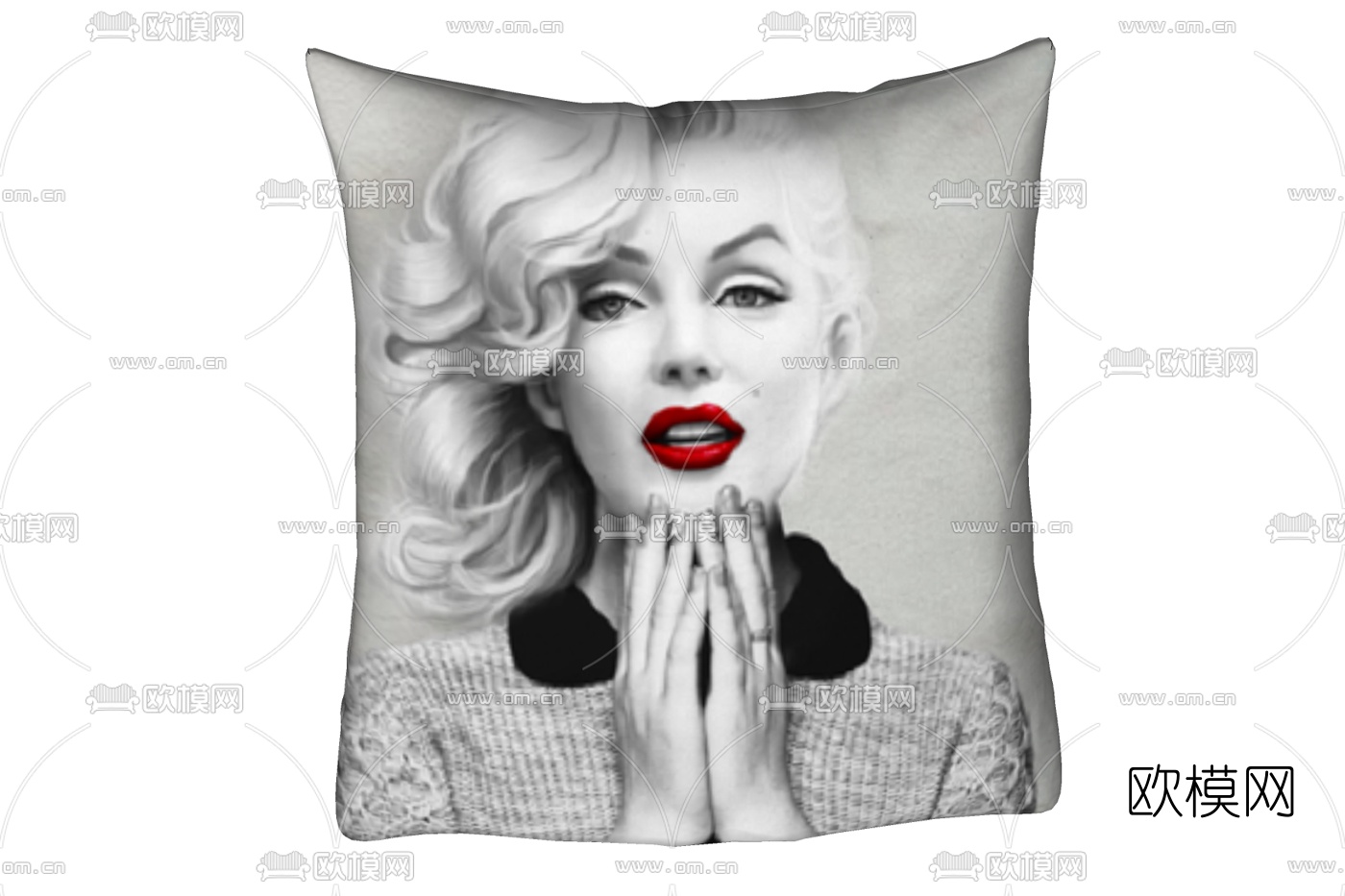 现代布艺头像抱枕免费su模型下载