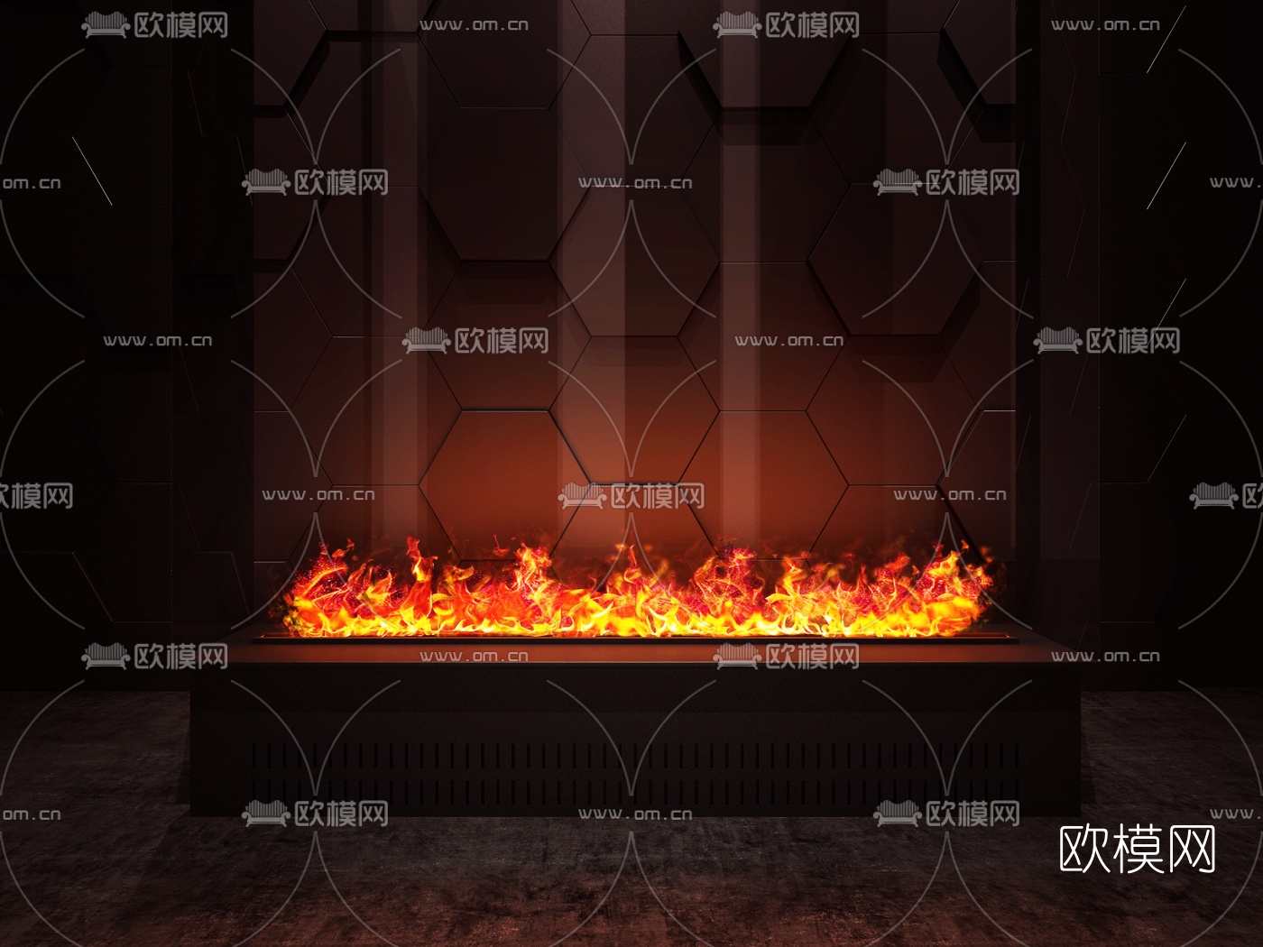 现代电子壁炉3d模型