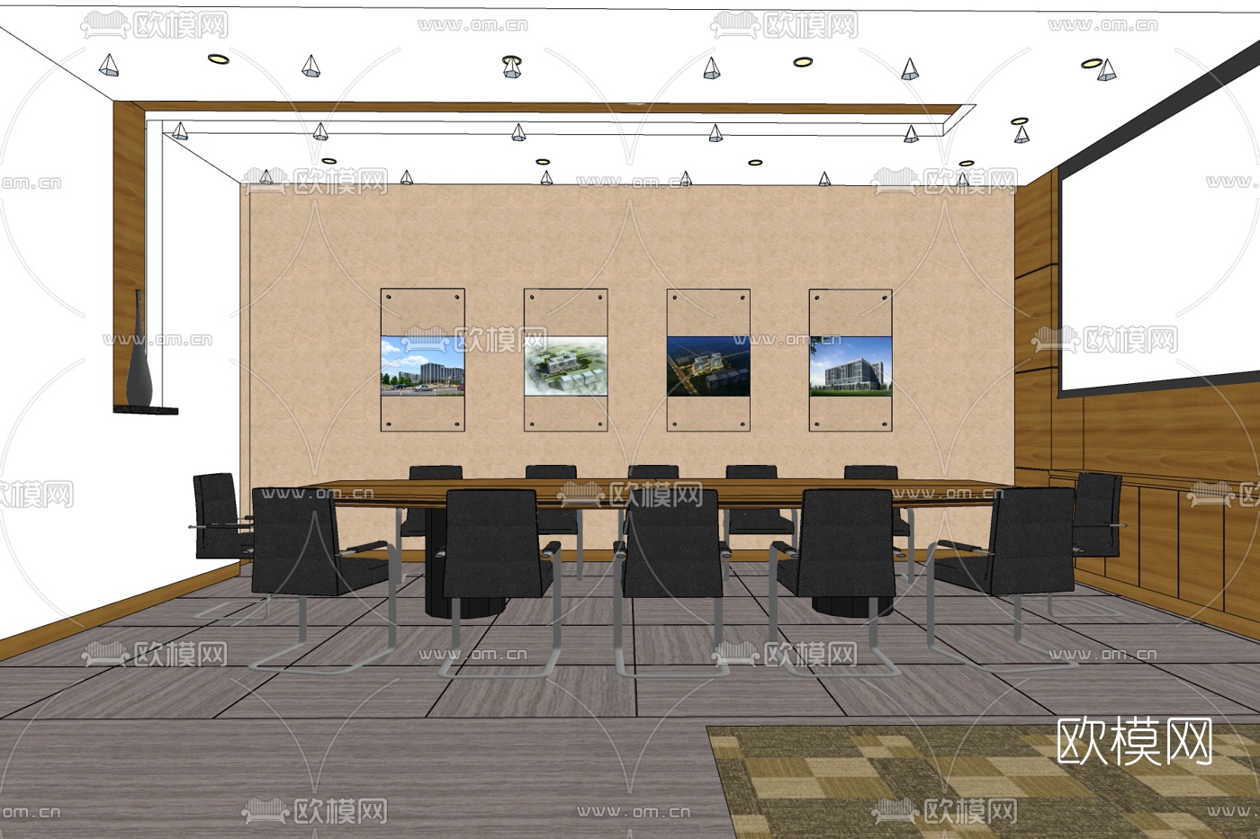 现代会议室免费su模型下载