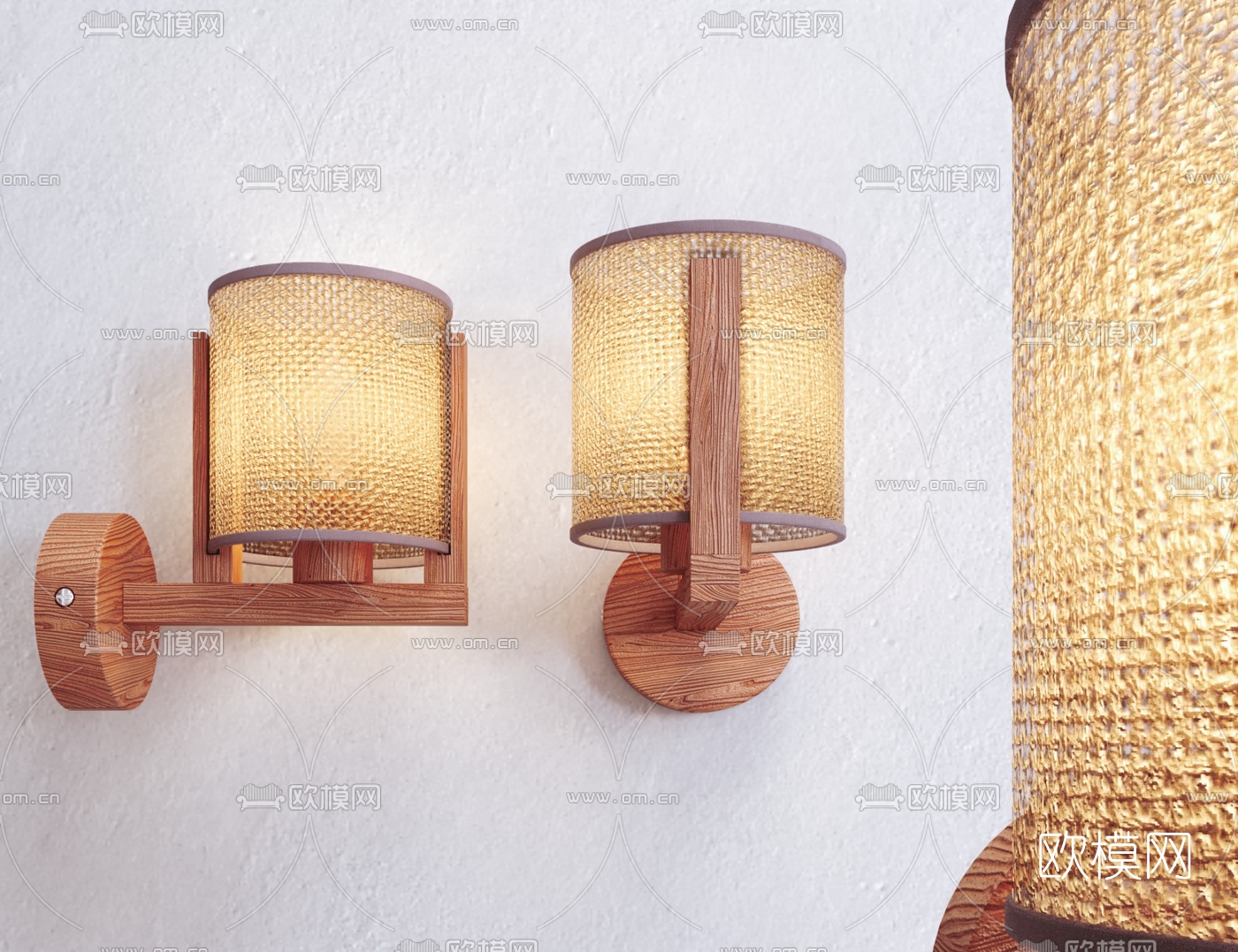 日韩实木壁灯3d模型下载