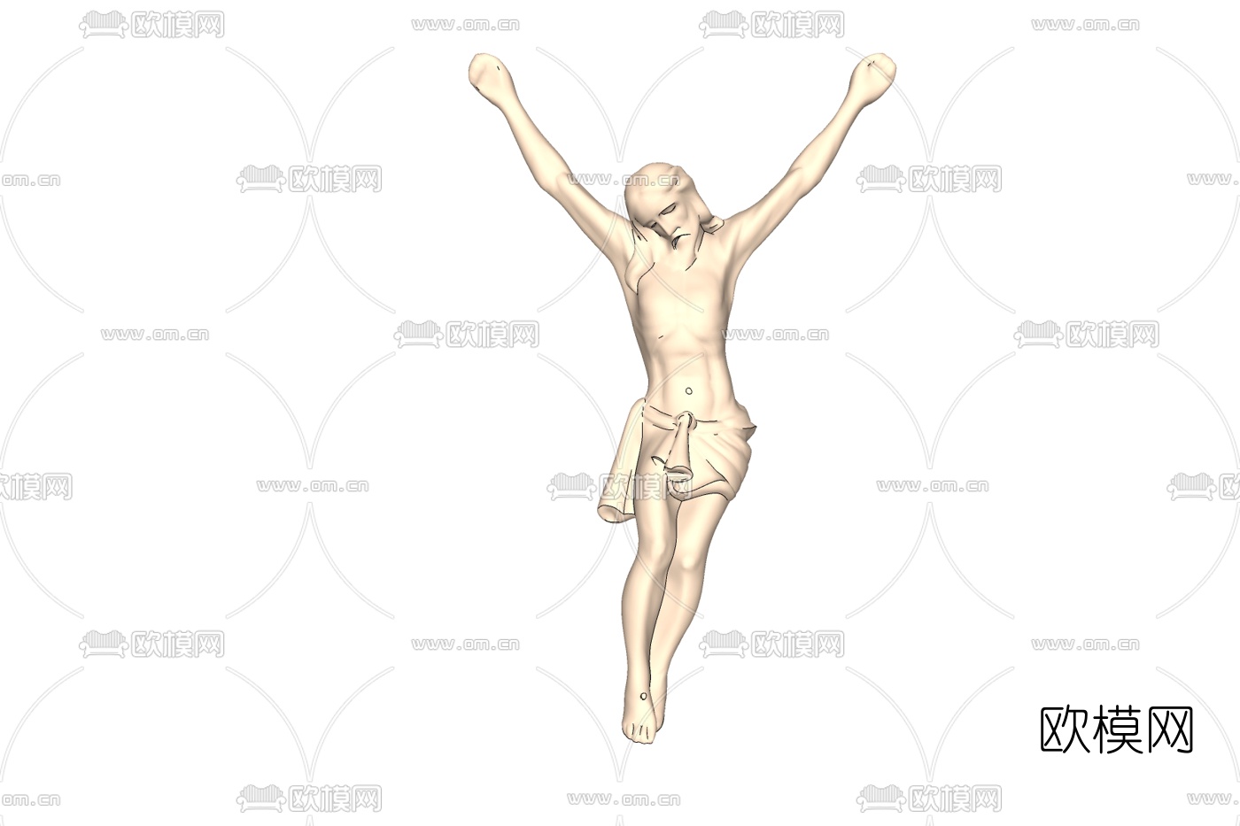 欧式举手人物雕塑免费su模型下载