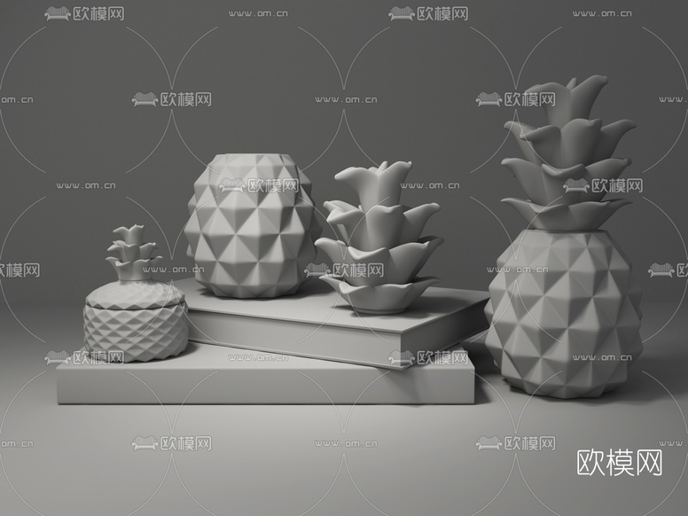 北欧菠萝饰品书籍摆件3d模型下载(渲染图3)