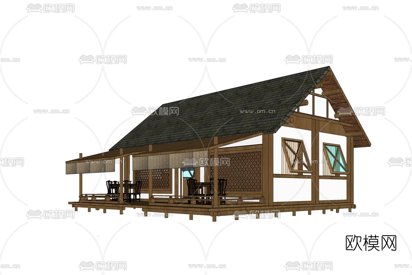 东南亚快餐店免费su模型下载