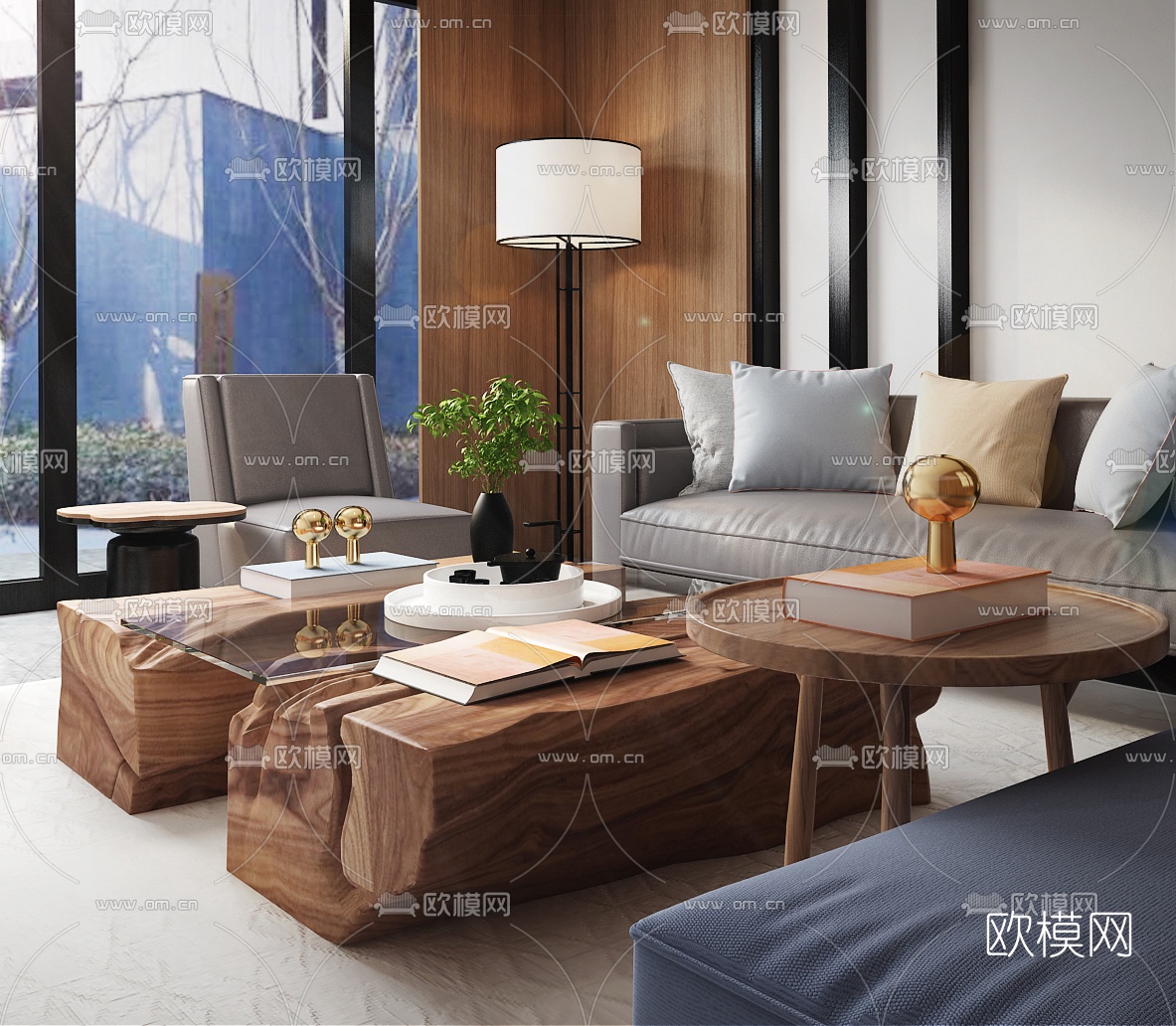 新中式沙发组合3d模型