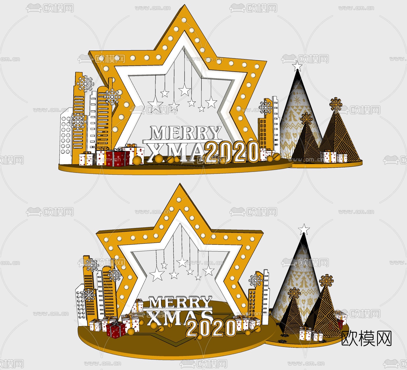 现代商场圣诞美陈su模型