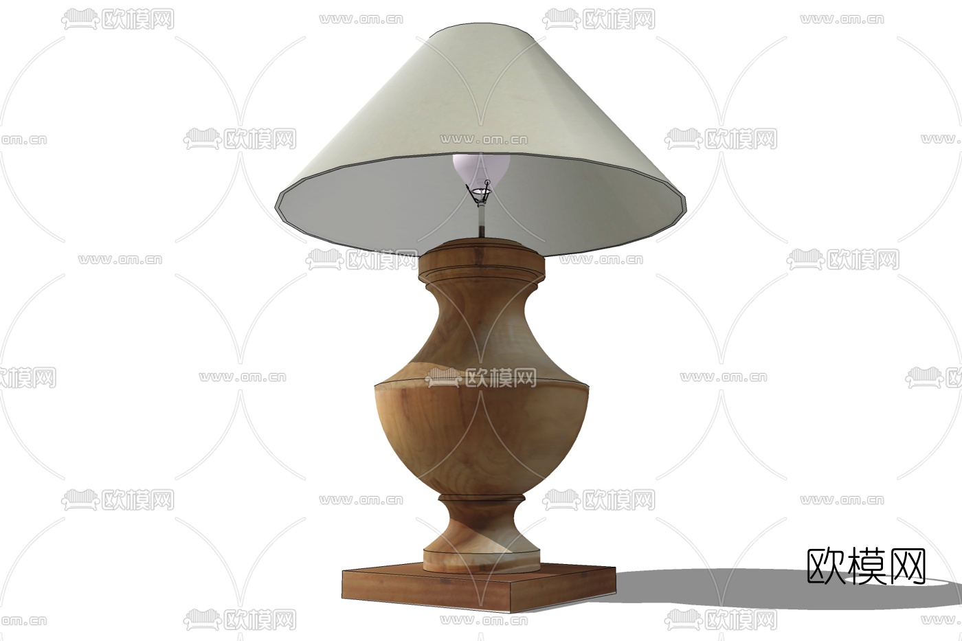 现代实木台灯免费su模型下载