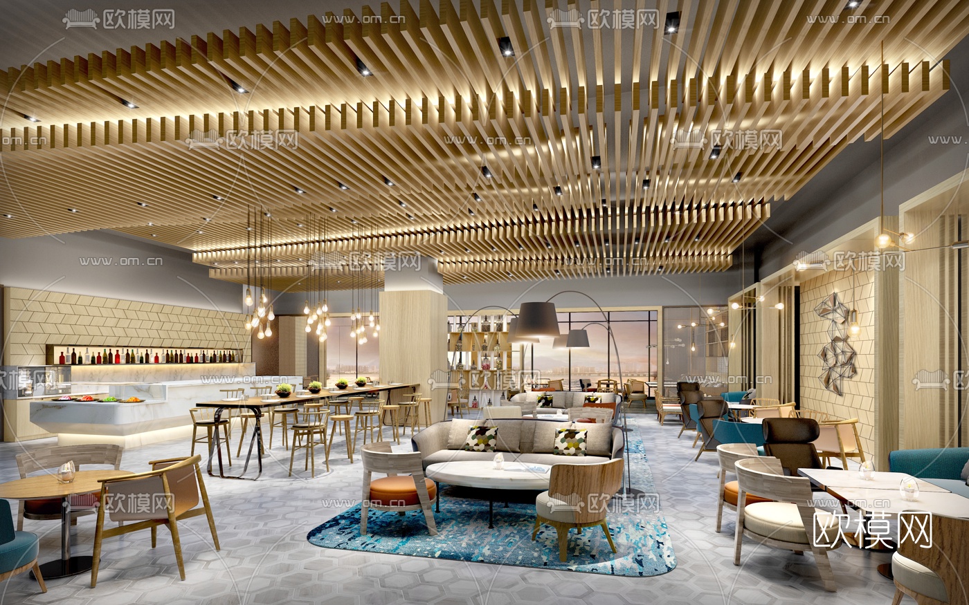 北欧主题餐厅3d模型下载