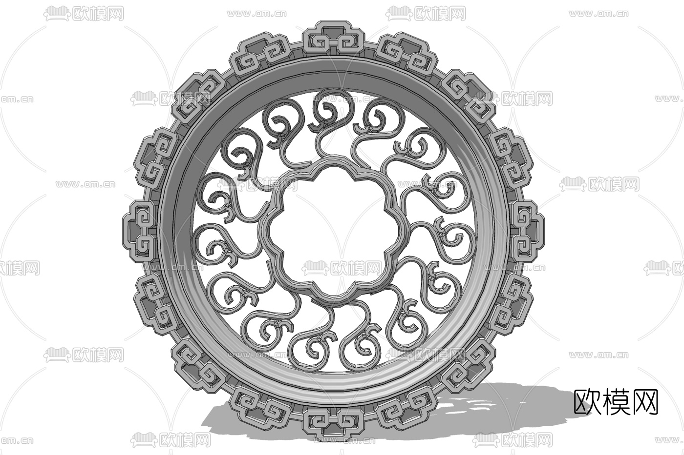 中式雕花窗格免费su模型下载