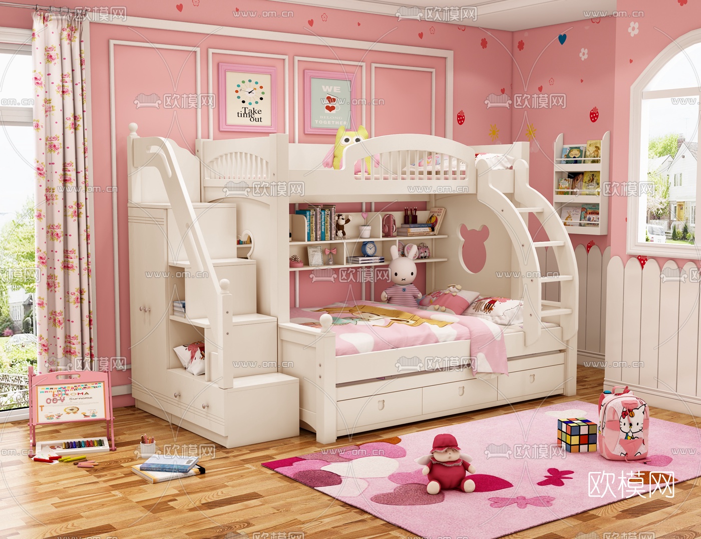 北欧儿童双层床3d模型下载