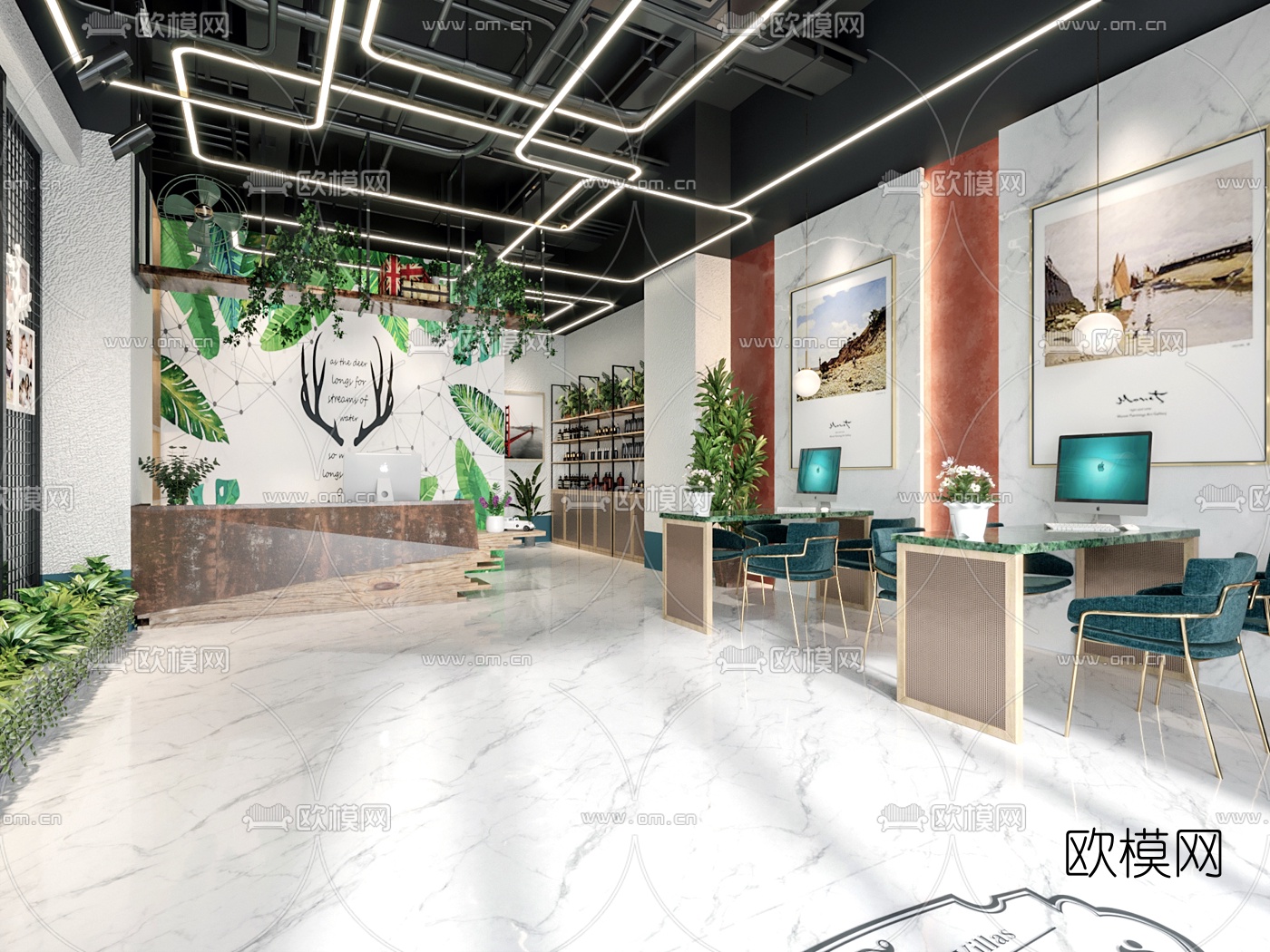 现代影楼接待室3d模型下载（渲染图2）