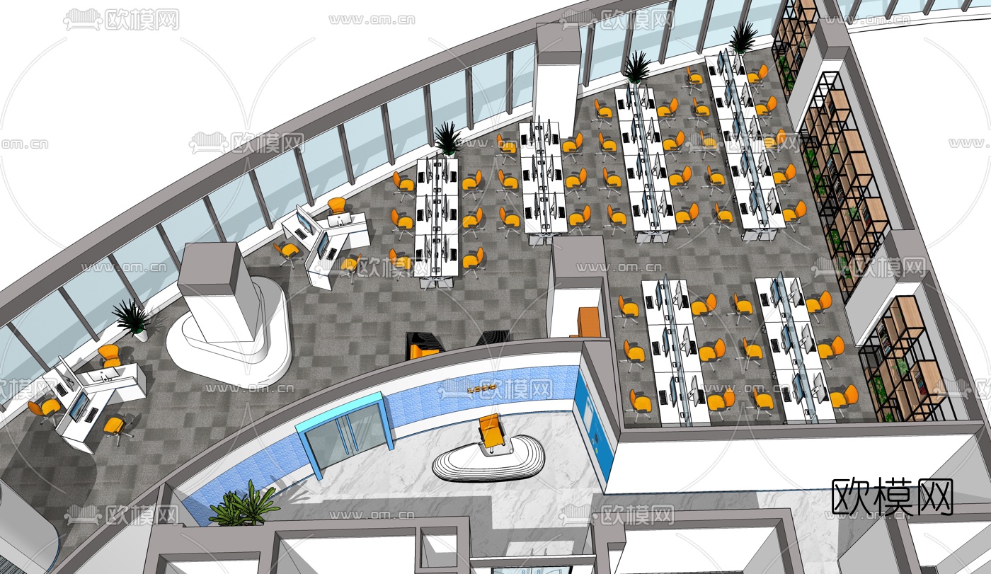 现代办公区su模型下载（渲染图4）