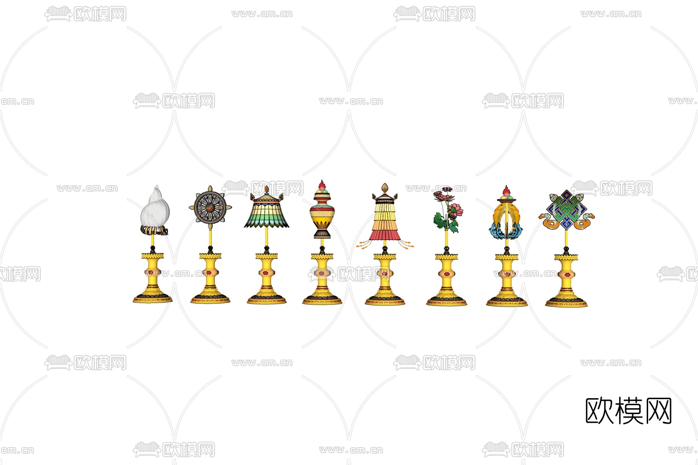 东南亚佛教法器摆件免费su模型下载