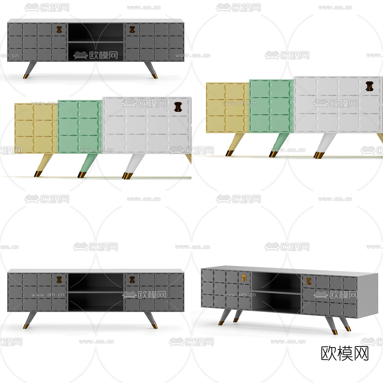 北欧简约电视柜免费3d模型下载
