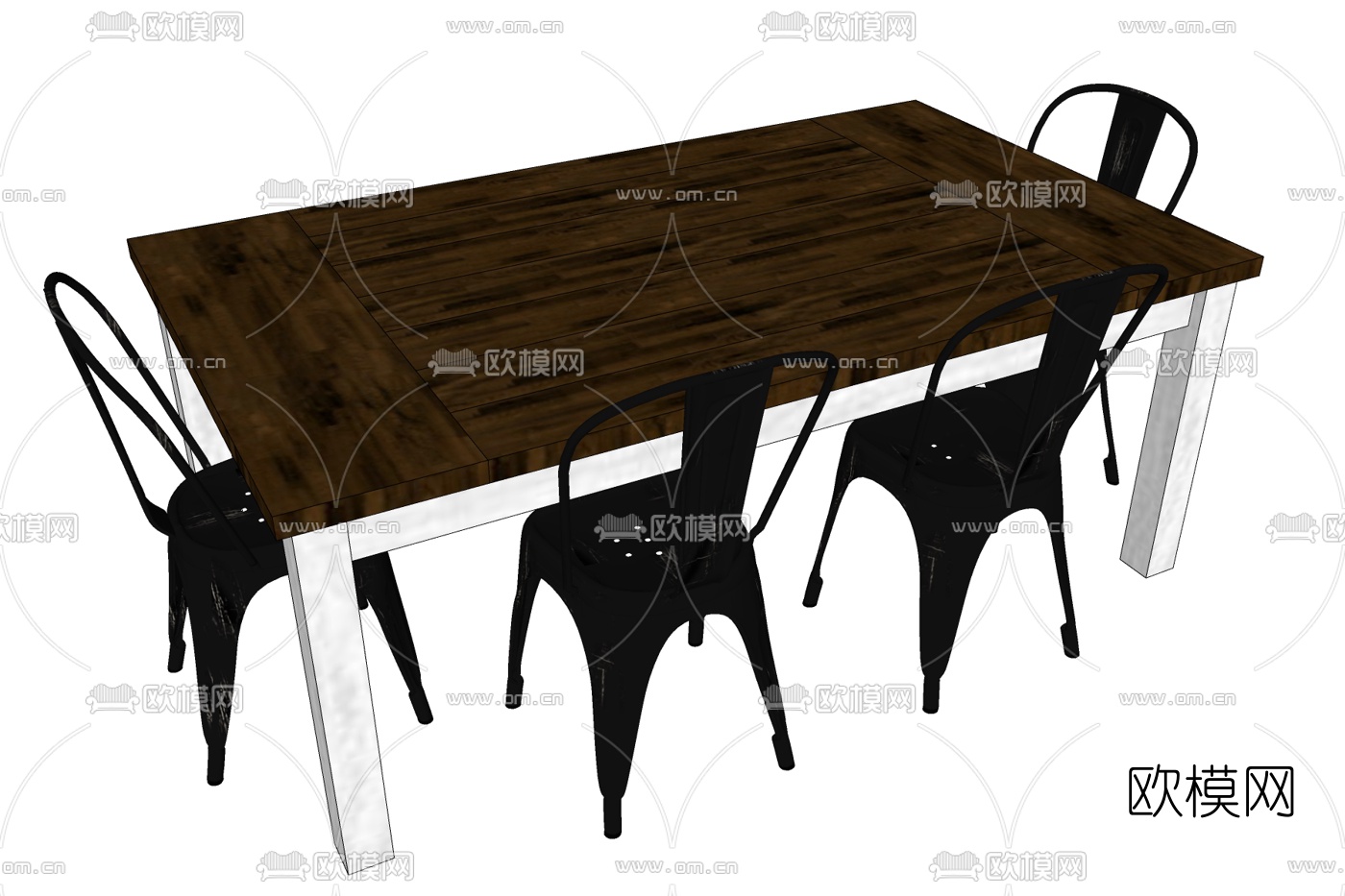 工业风餐桌椅免费su模型下载