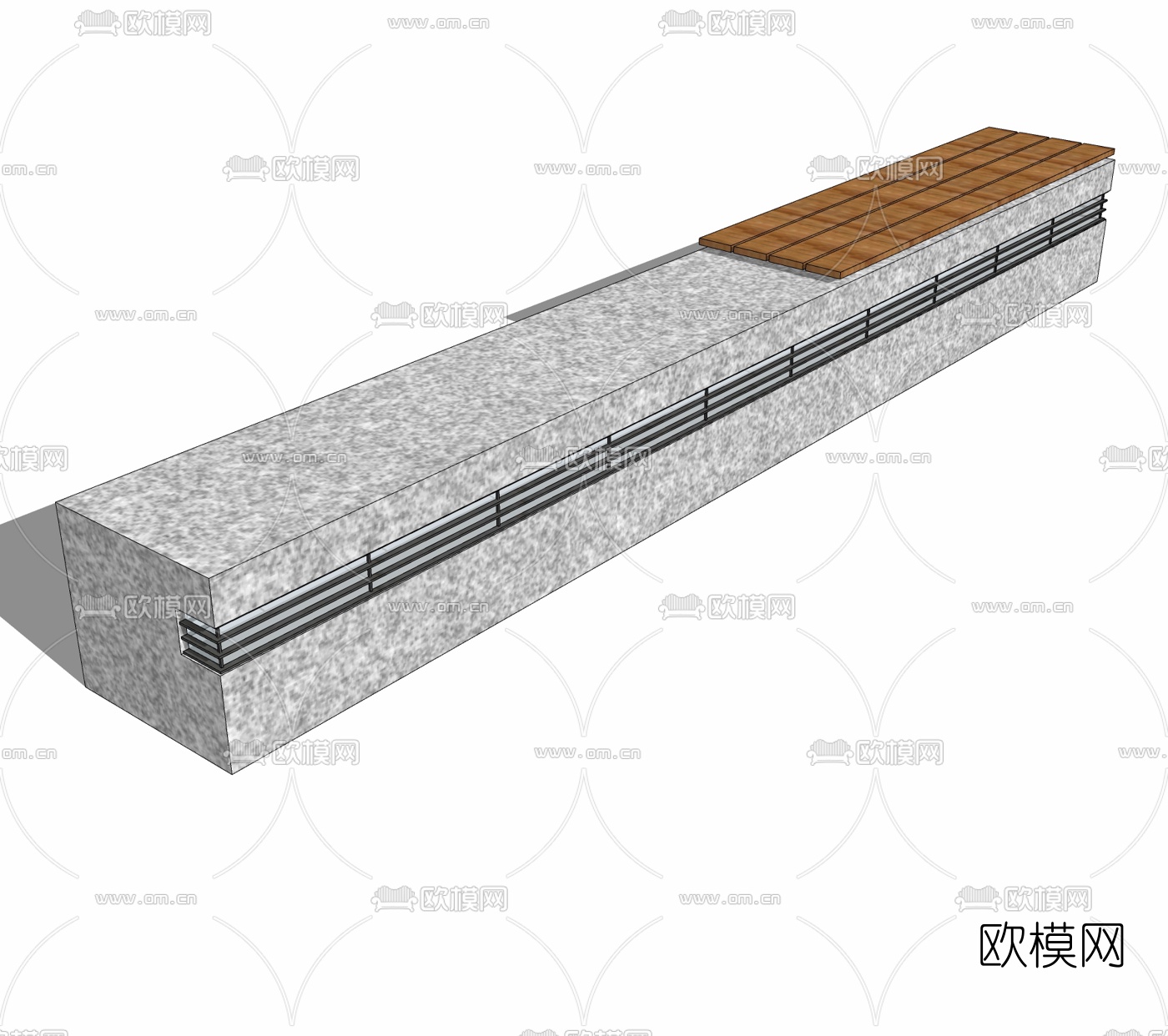 现代户外公用椅免费su模型下载