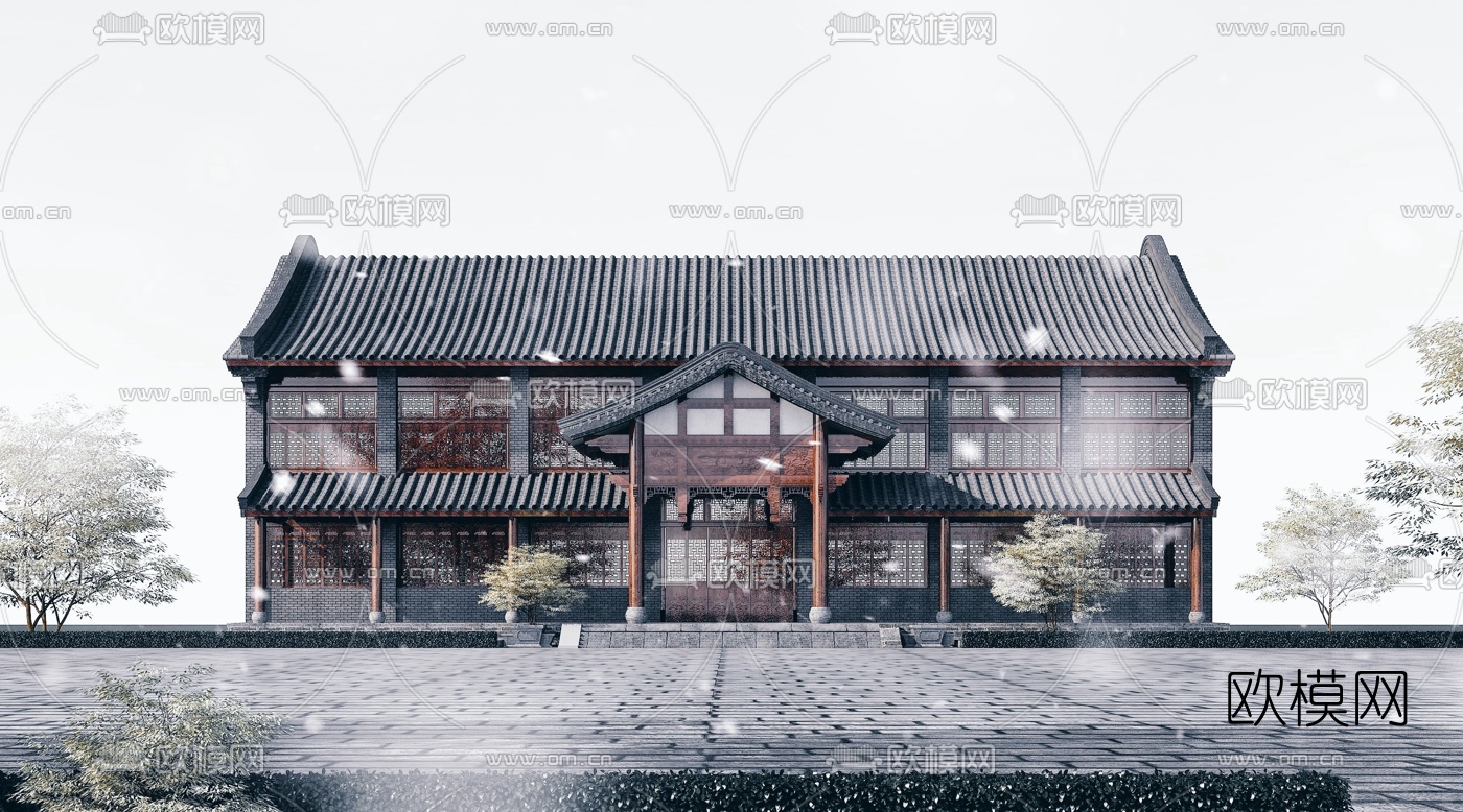 中式古建商业楼房3d模型下载