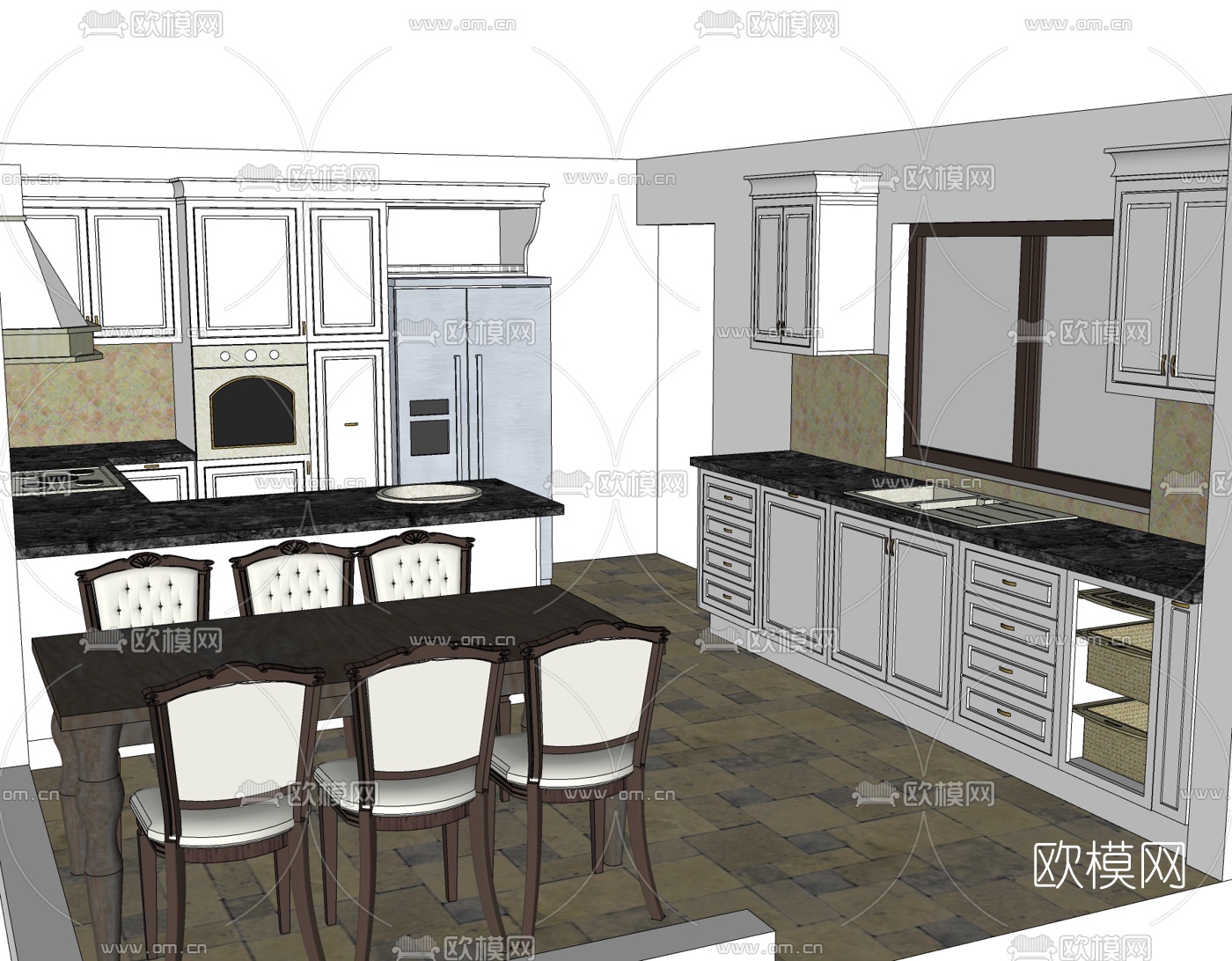 简欧橱柜免费su模型