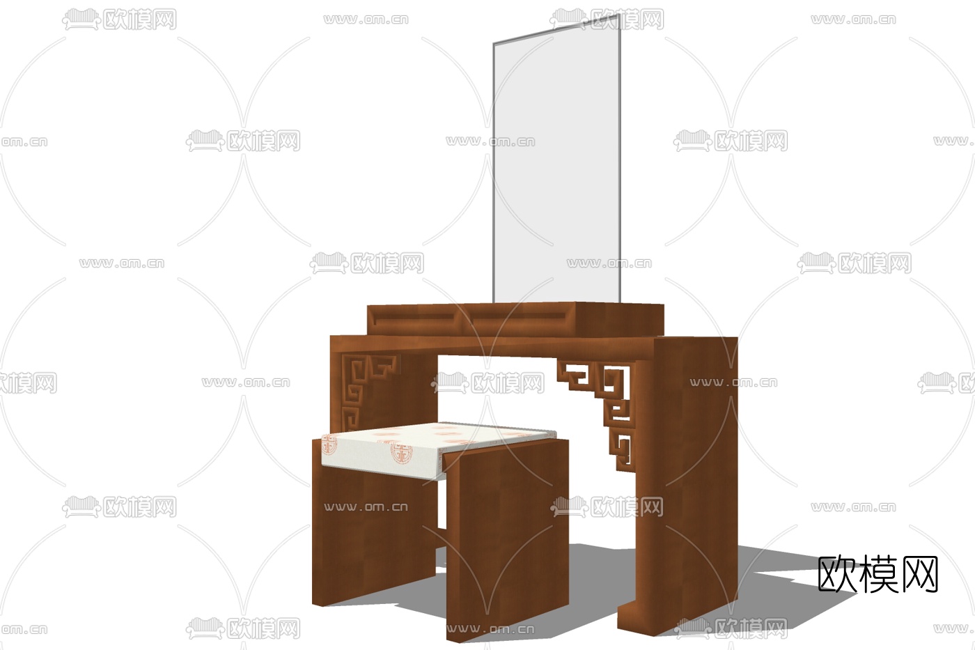 中式实木梳妆台免费su模型下载