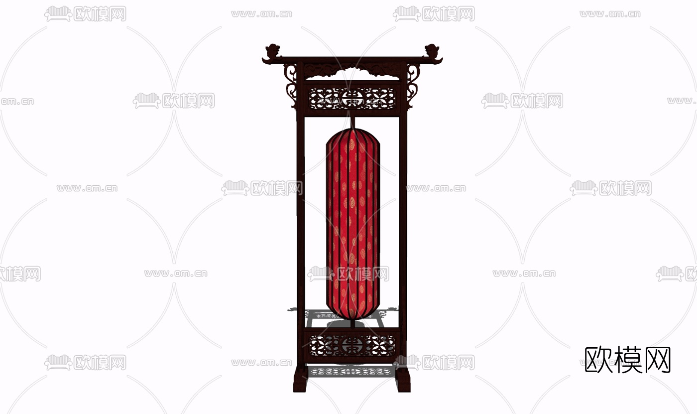 中式实木落地灯免费su模型下载