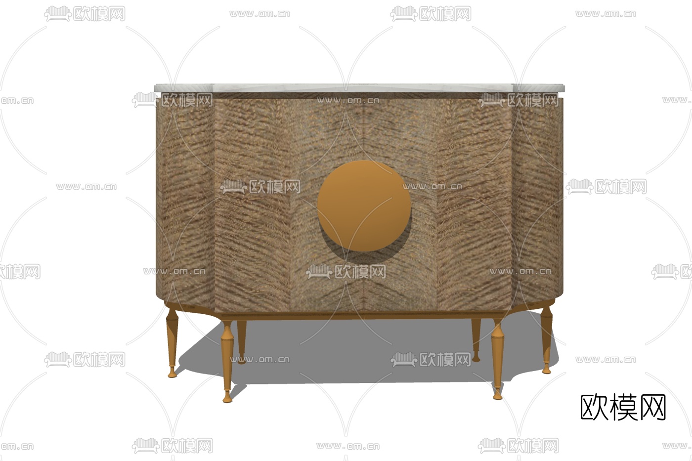 现代实木边柜免费su模型下载