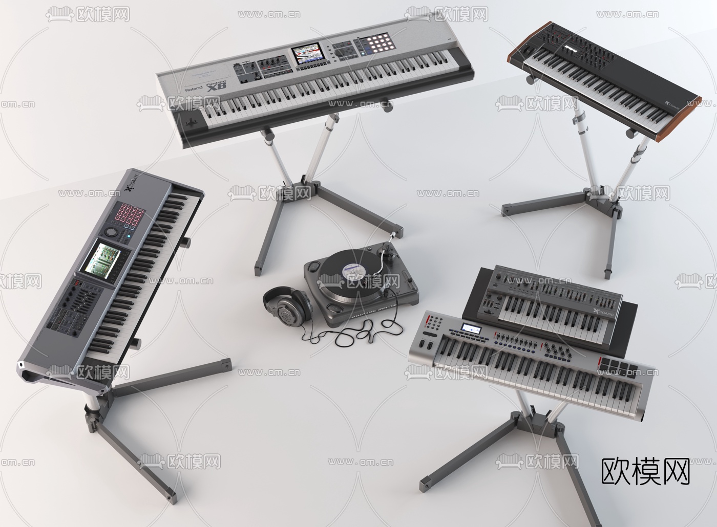 现代电子琴组合3d模型下载