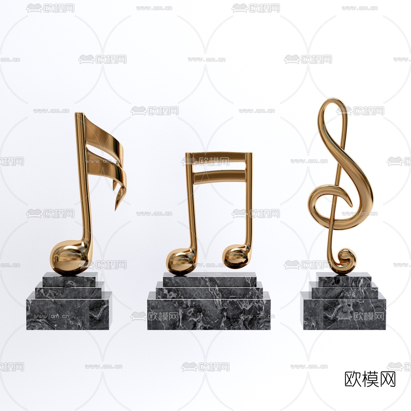 现代音符雕塑摆件3d模型下载