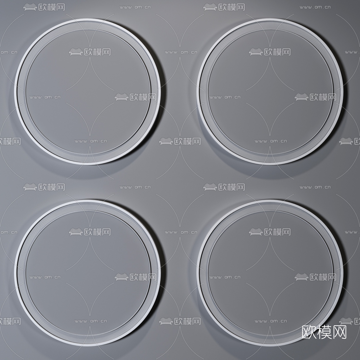 新中式圆形挂画3d模型
