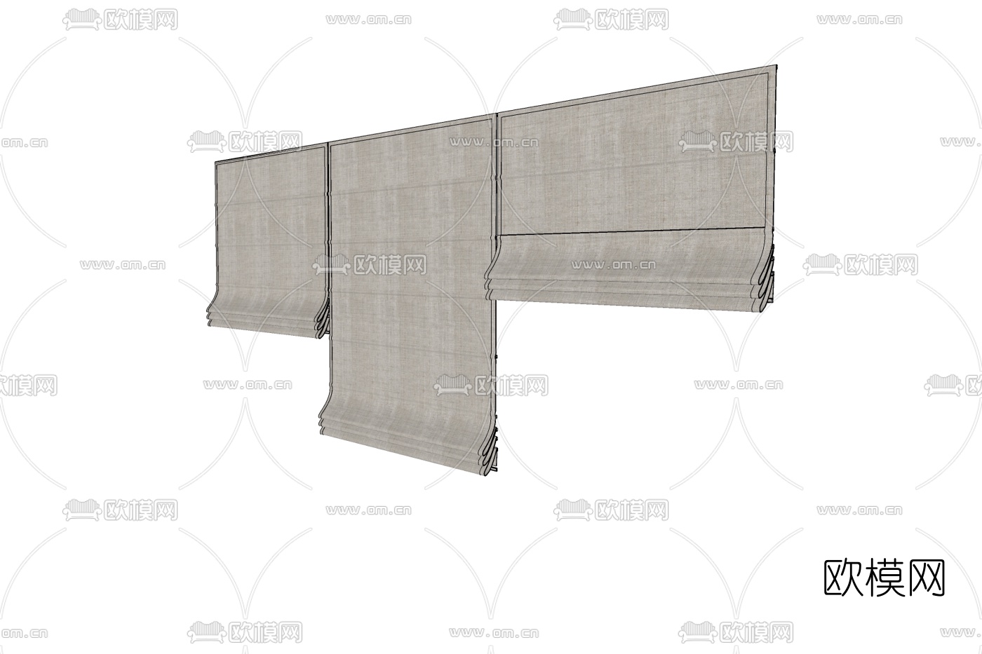 新中式布帘免费su模型下载