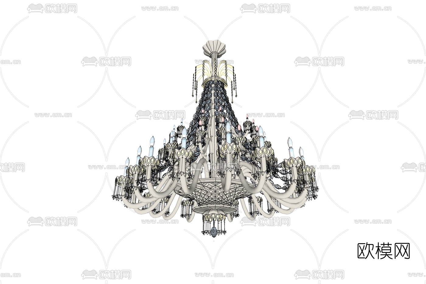 欧式古典烛台吊灯免费su模型下载