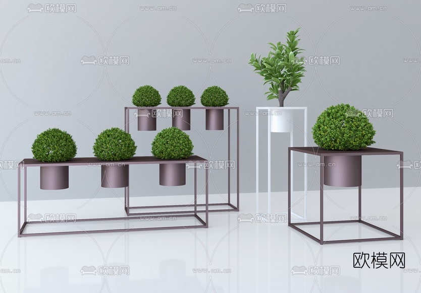 现代绿植盆栽3d模型下载(渲染图1)
