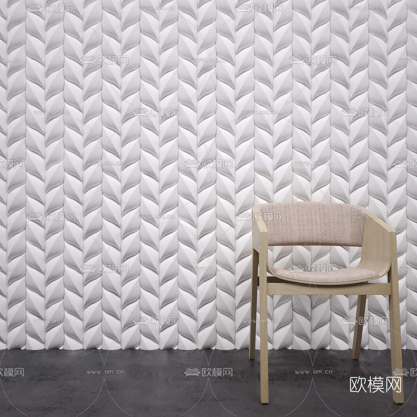 北欧原木单椅3d模型下载