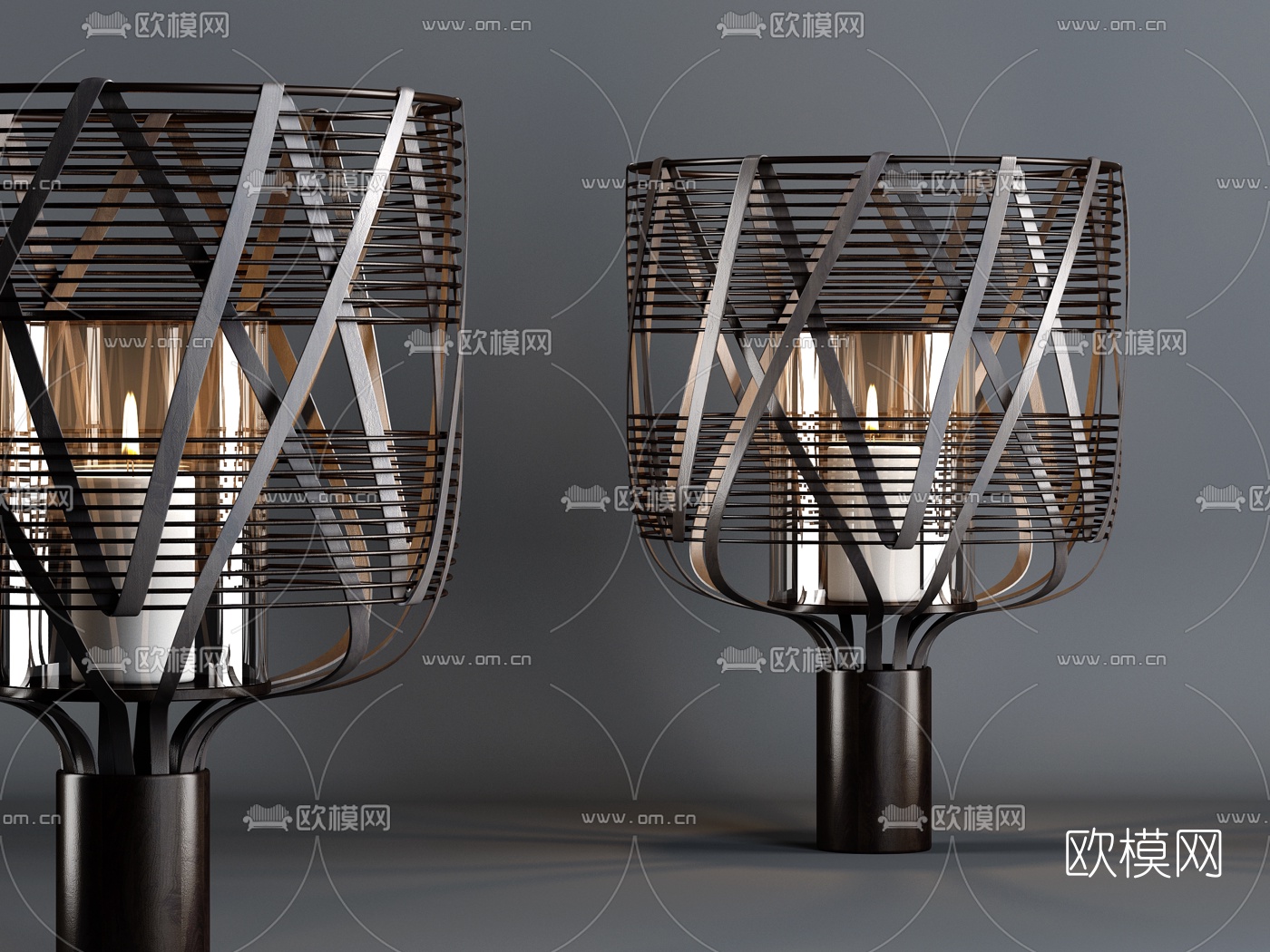 现代铁艺烛台灯3d模型下载