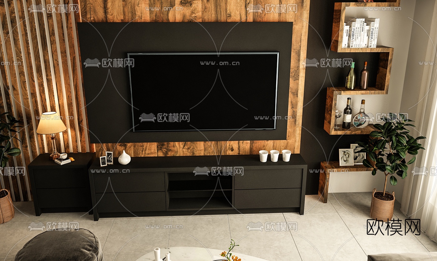 北欧客厅免费3d模型下载（渲染图2）