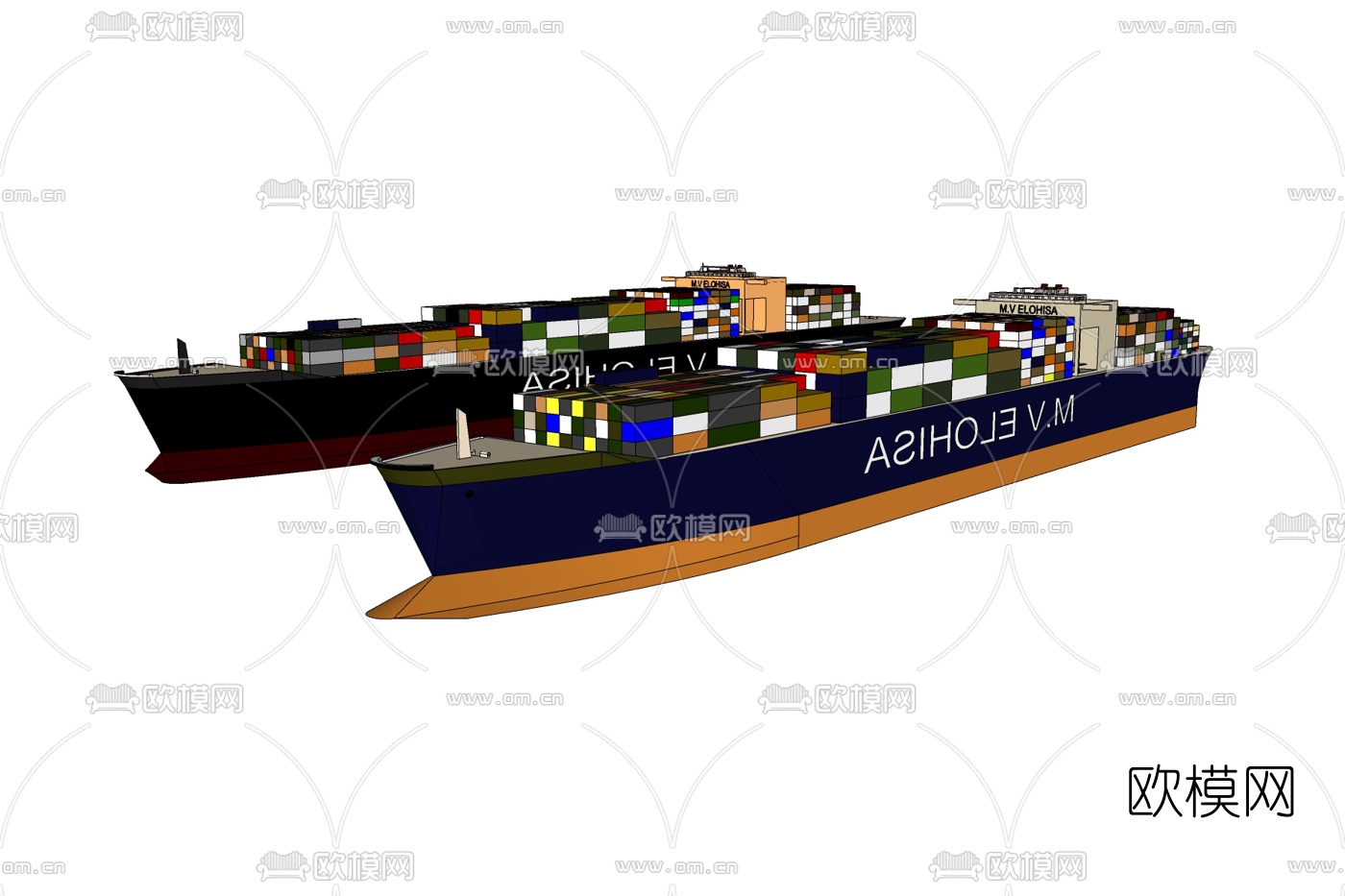 现代大型运输船免费su模型下载