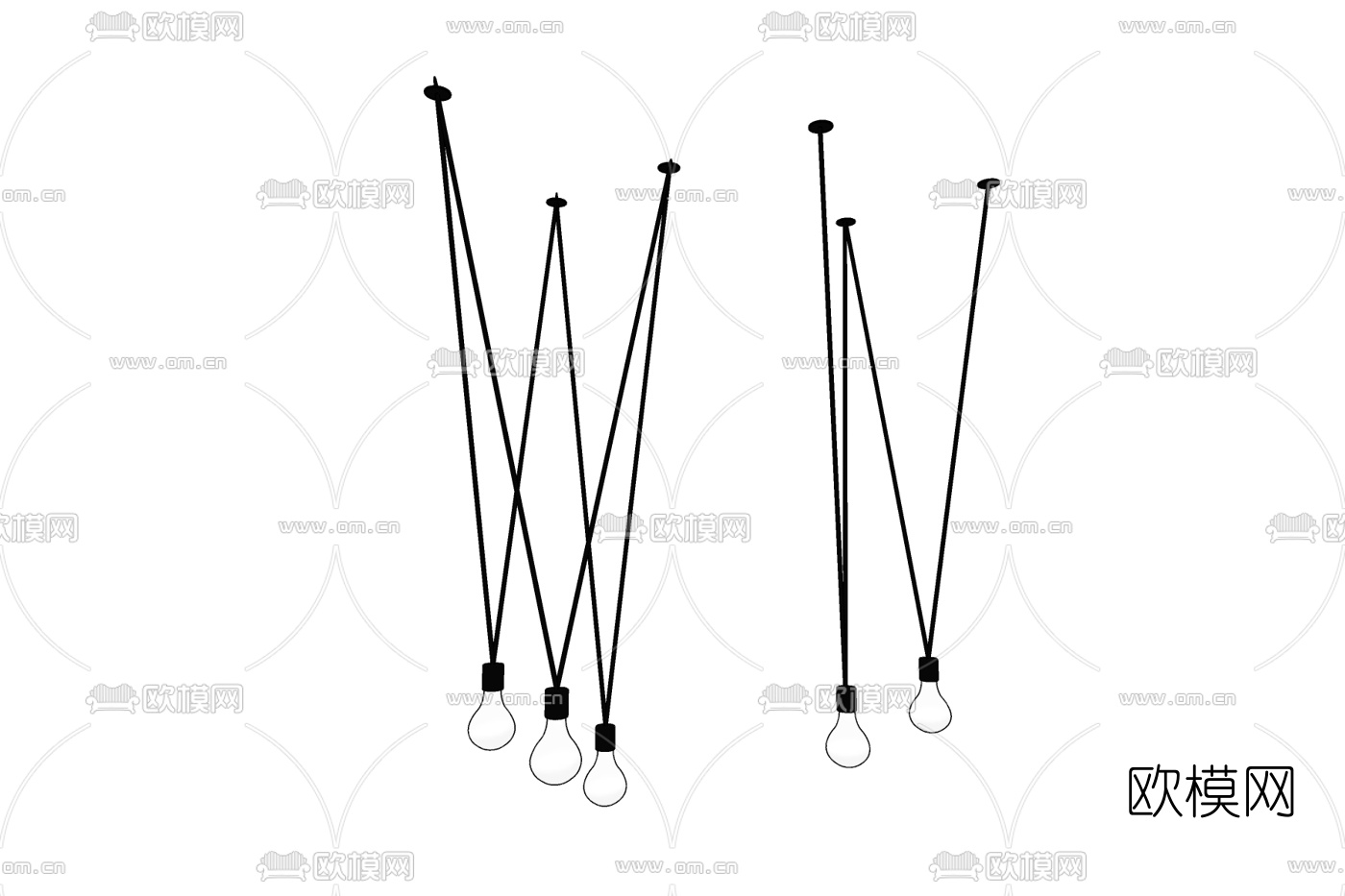北欧金属吊灯免费su模型下载