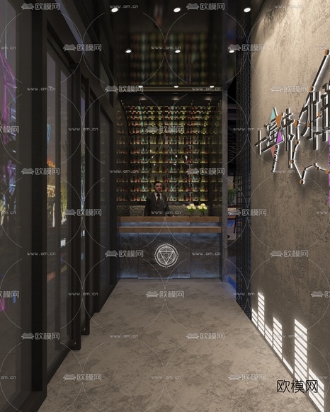 现代酒吧门斗前台免费3d模型下载(渲染图1)