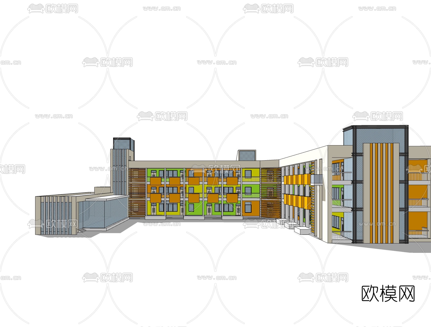 现代幼儿园免费su模型下载（渲染图2）