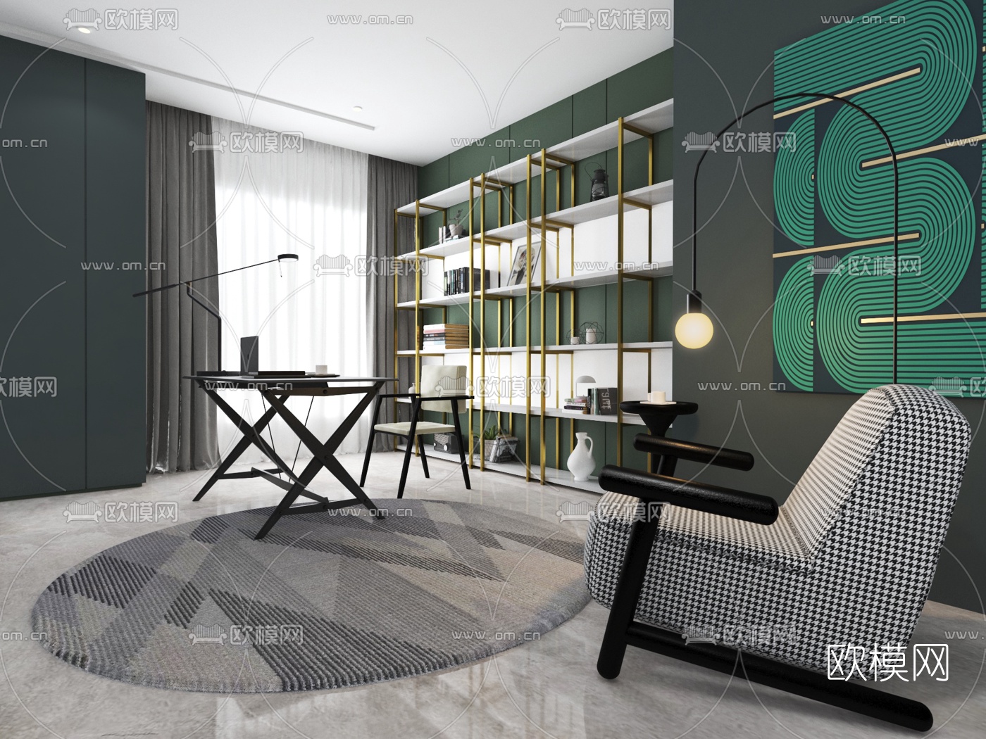 李玮珉设计 现代书房3d模型下载