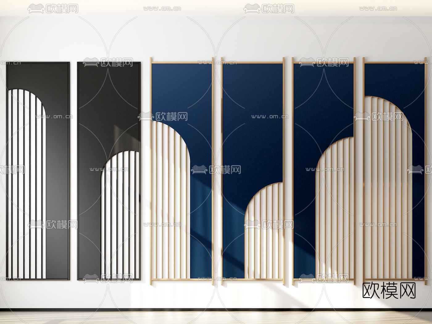 后现代轻奢屏风3d模型下载
