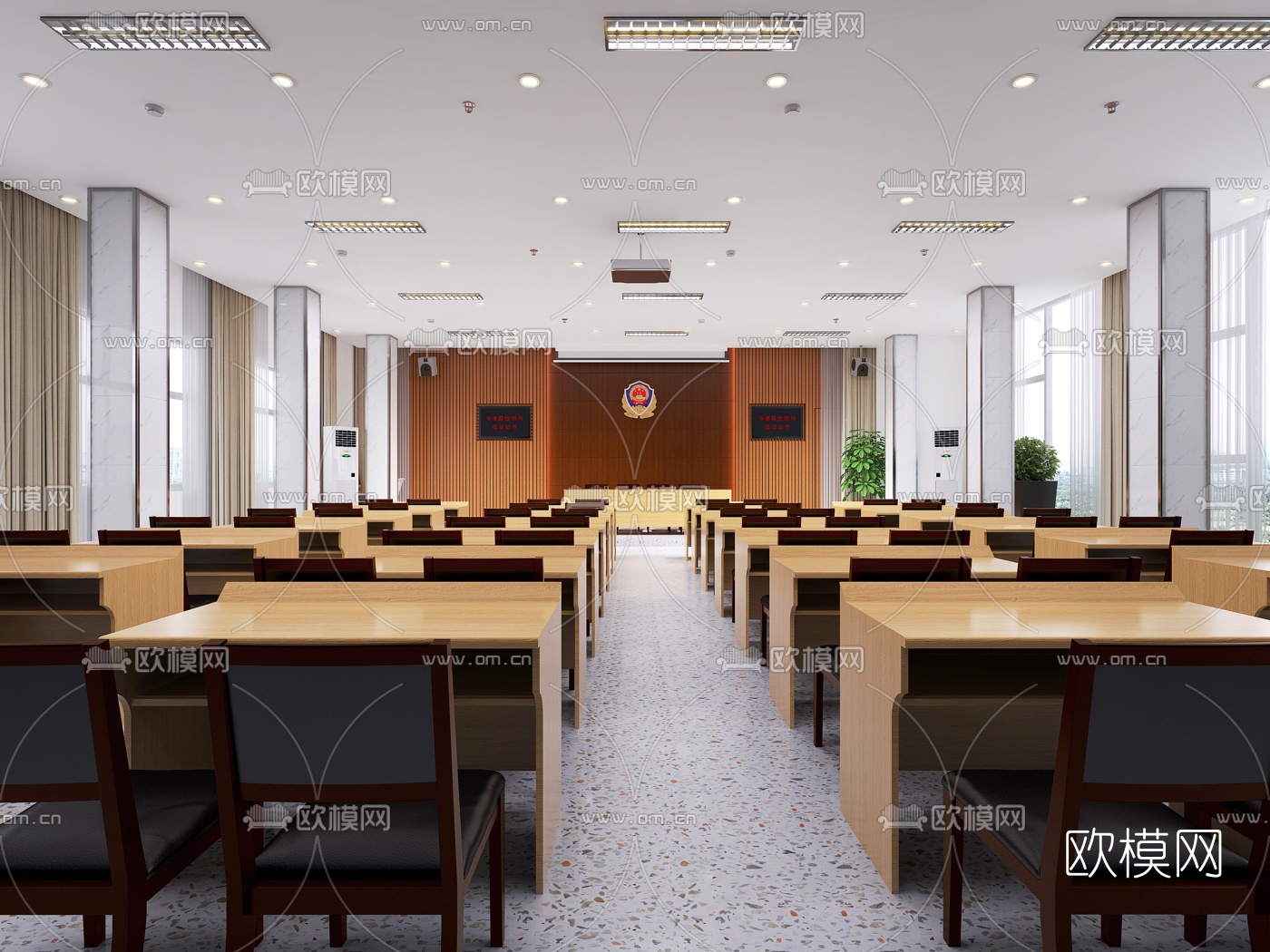 现代多功能党政机关会议室3d模型