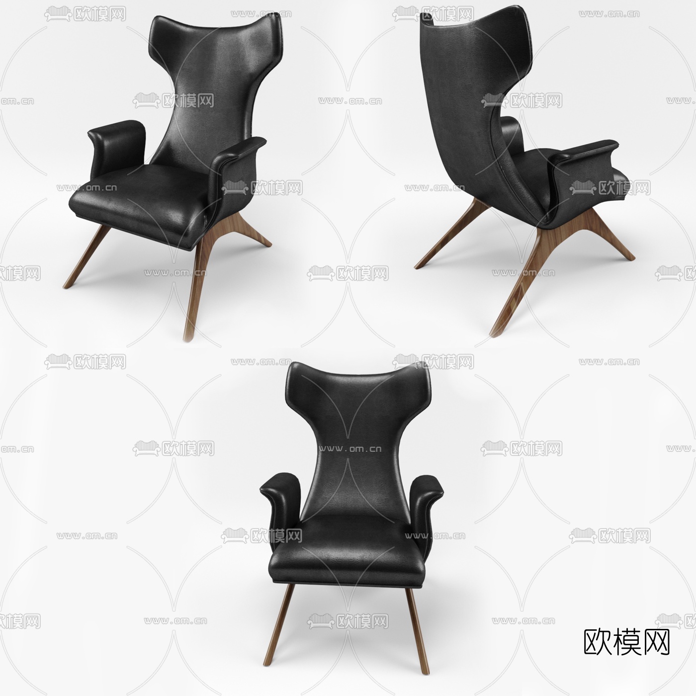 现代皮革休闲椅3d模型