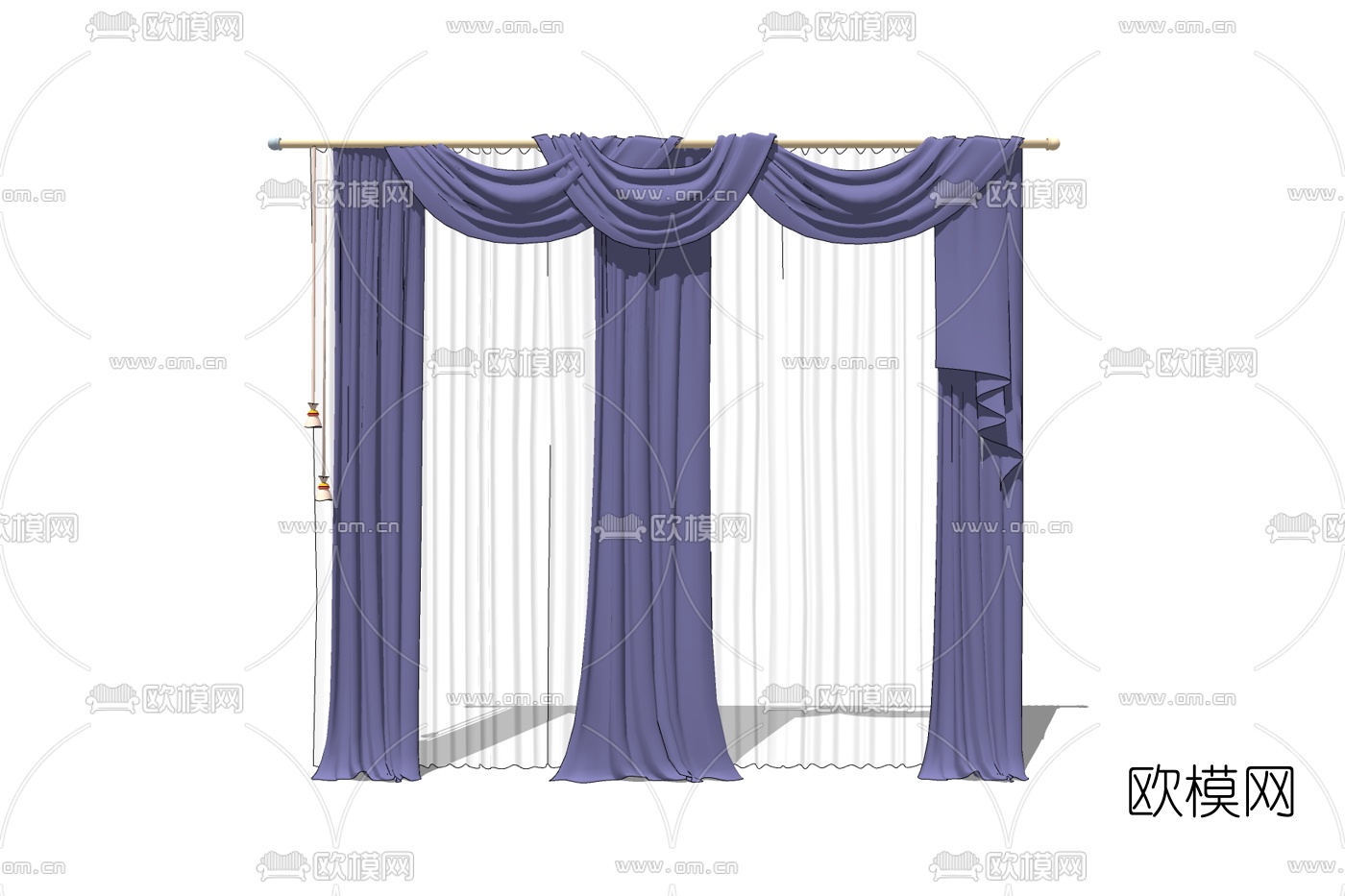 简欧窗帘免费su模型
