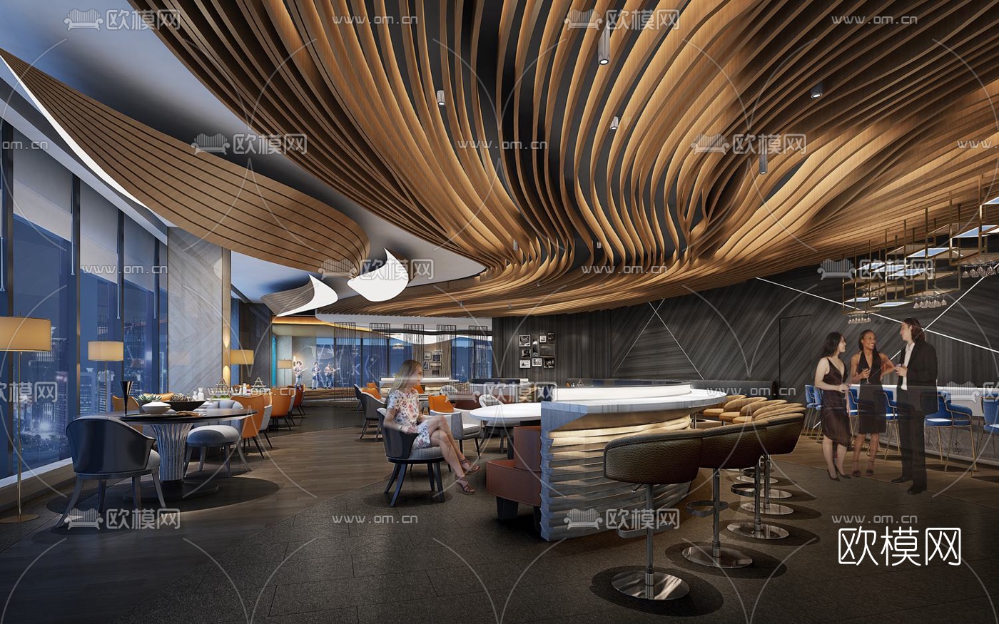 现代酒店餐厅3d模型