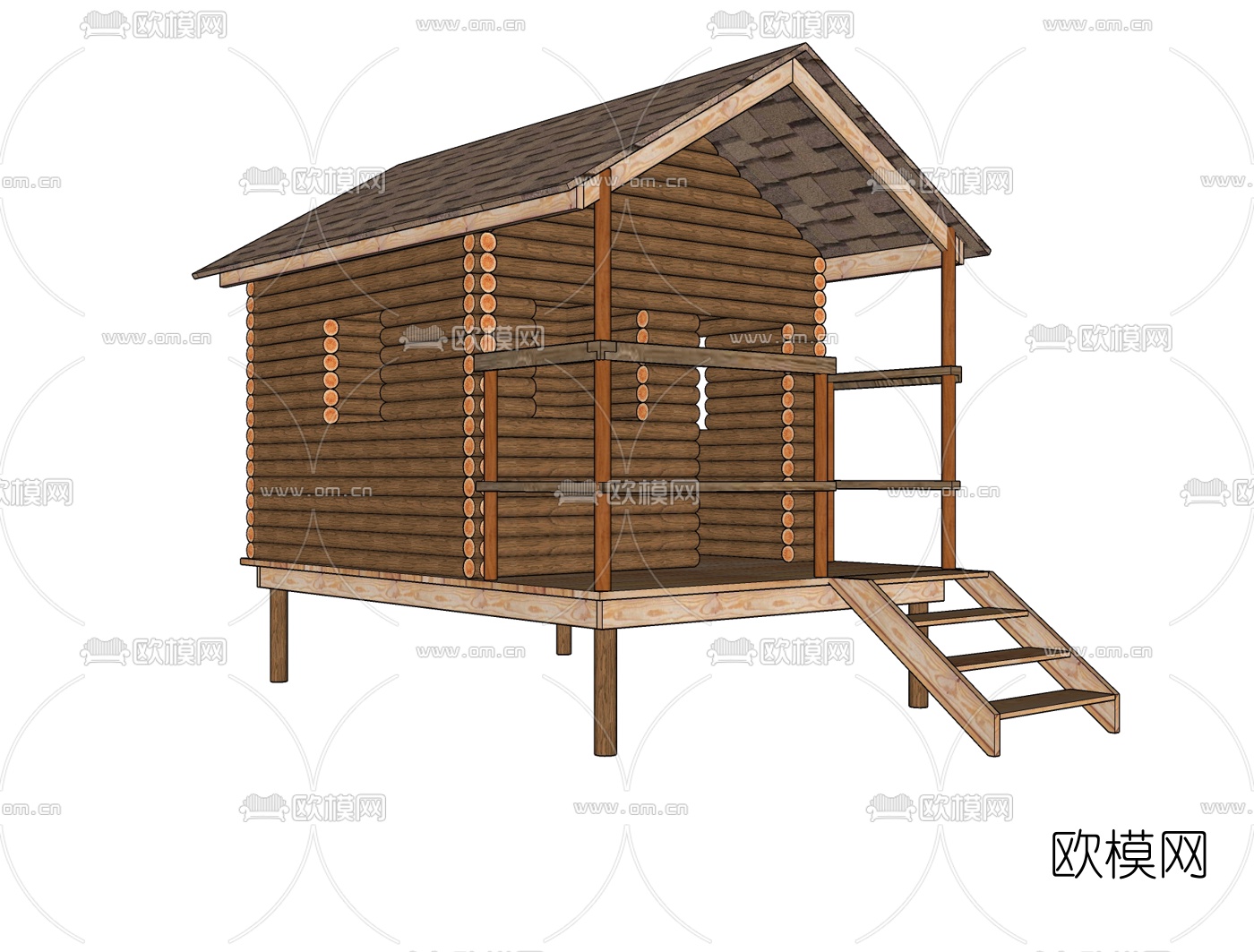 自然风小木屋免费su模型下载