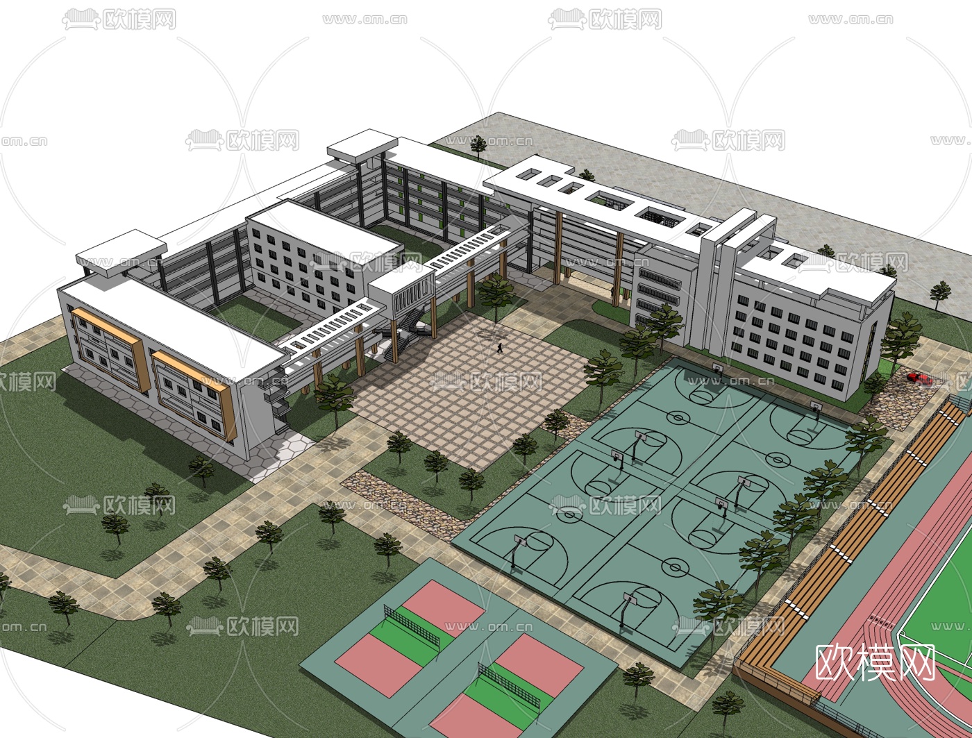 现代学校规划免费su模型下载