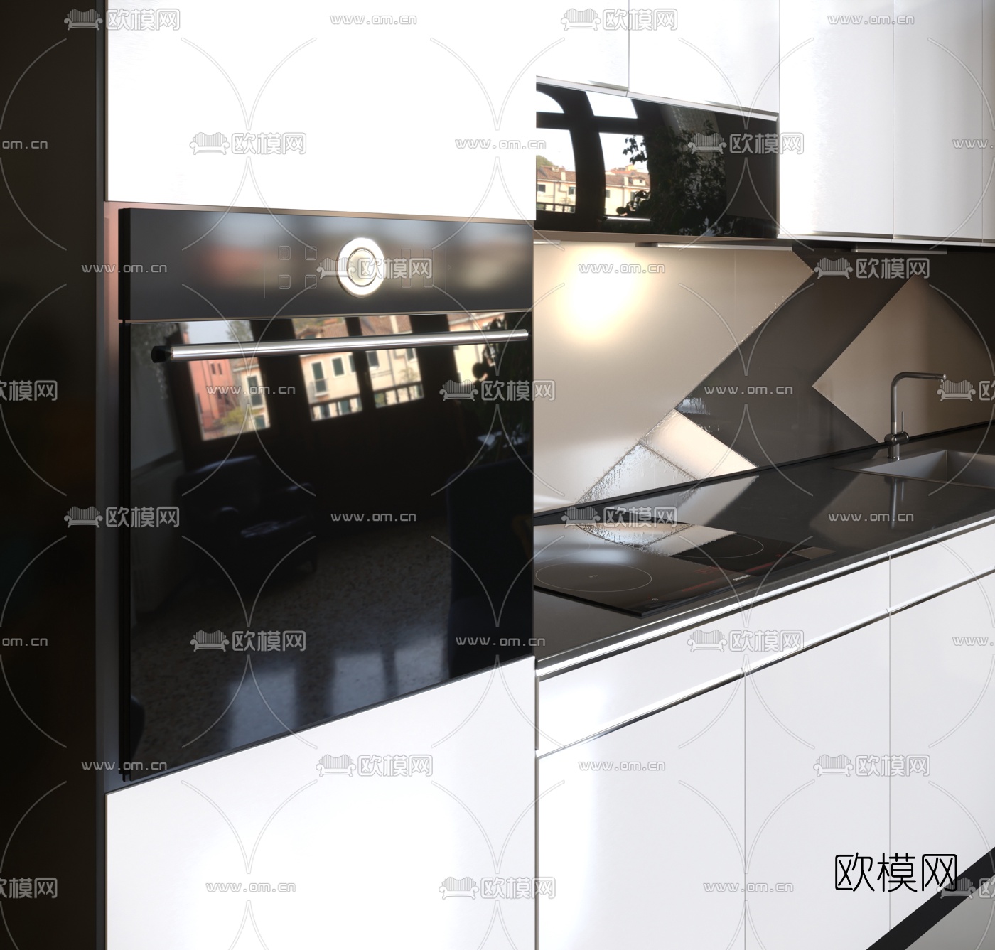 现代厨房橱柜3d模型